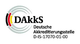 DAkkS-Logo mit Text: Deutsche Akkreditierungsstelle D-IS-17070-01-00